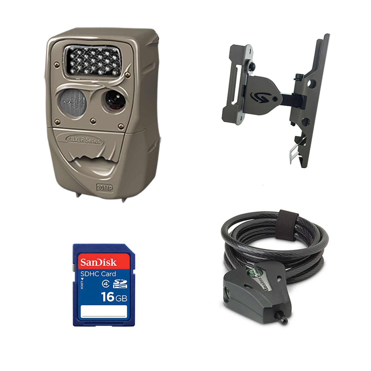 Cuddeback 20MP Trail Camera + 16GB SD Card + Camera Mount + Security Cable - VMInnovations