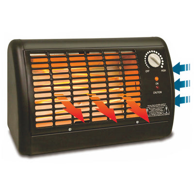 Optimus 1320 Watt Personal Portable Fan Radiant Heater with Thermostat, Black - VMInnovations