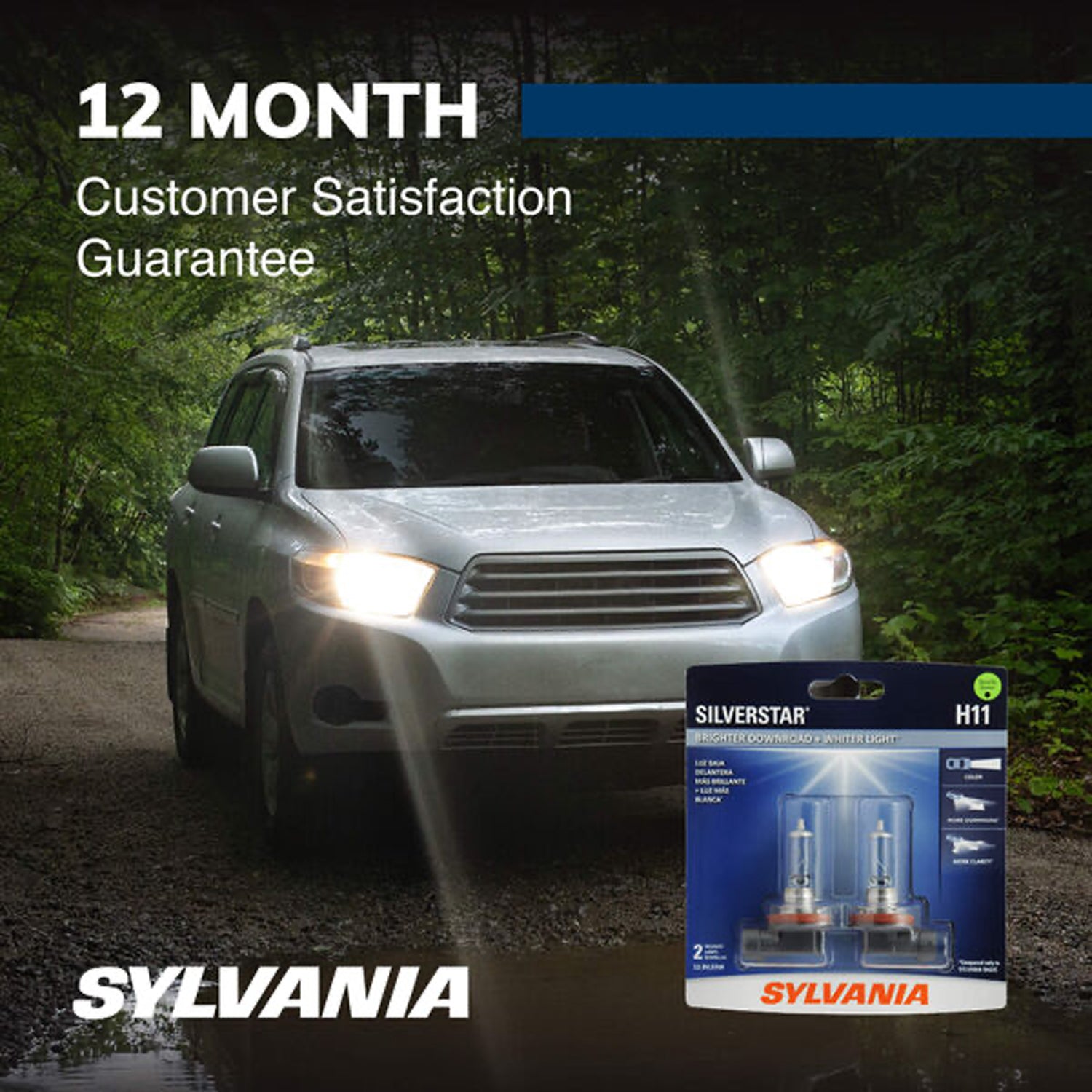 Sylvania H11 SilverStar High Performance Halogen Headlight Bulbs White (2 Pack)