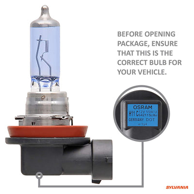 Sylvania H11SZ.BB2 SilverStar zXe H11 Halogen Fog Light Bulbs, White (2 Pack) (For Parts)