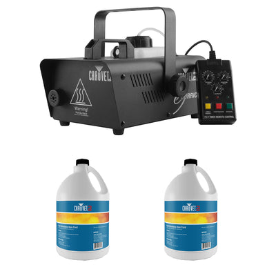 CHAUVET DJ Hurricane 1200 1L Pro Fog Machine +  Water Based Fog Fluid (2 Pack)