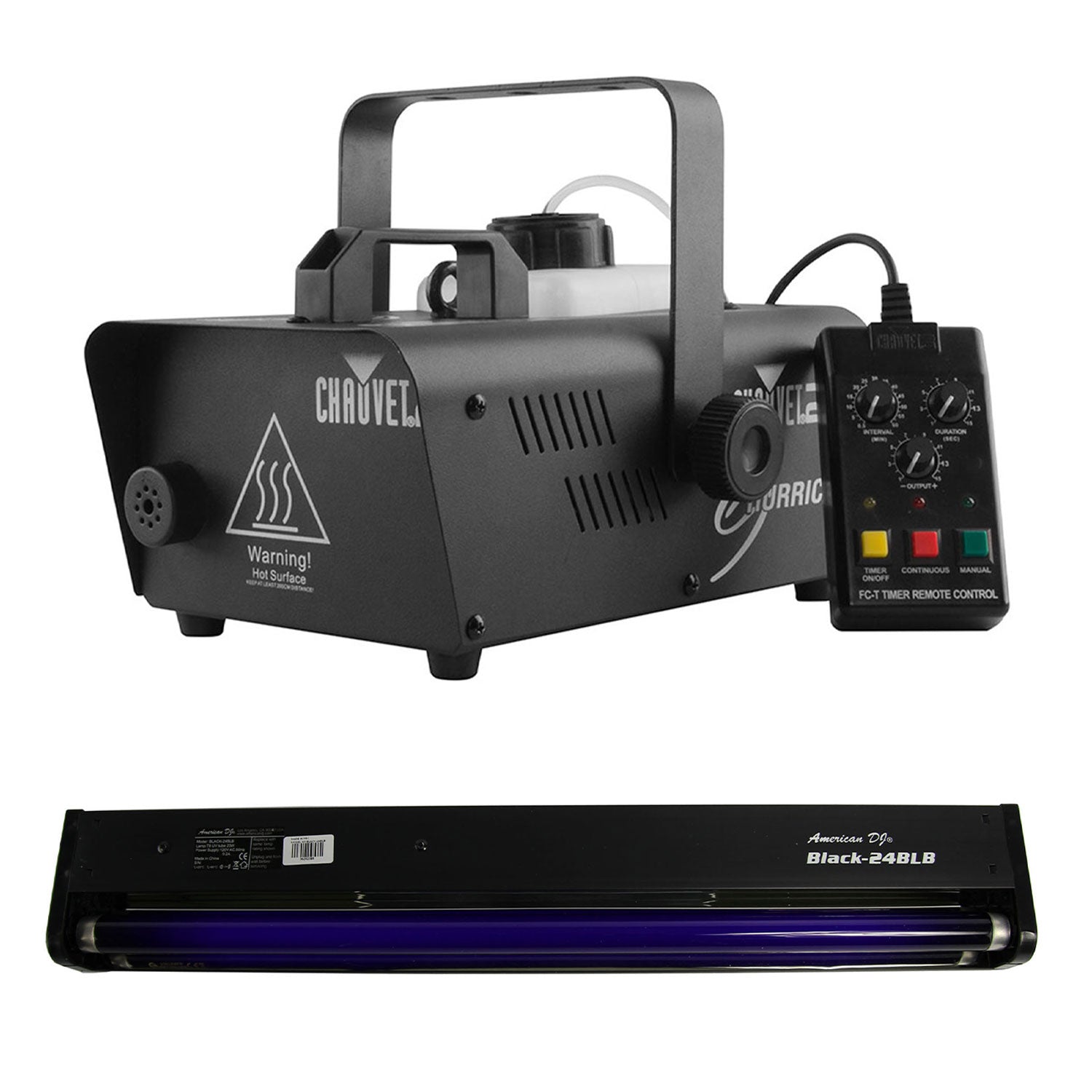 CHAUVET DJ Hurricane 1200 1.0L Fog Smoke Machine + DJ 24-Inch 20W Black Light