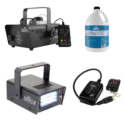 CHAUVET DJ Fog Machine + Fog Juice +  Mini Strobe Light +  Wireless Remote