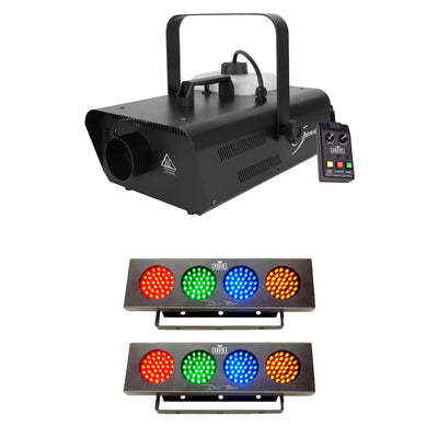 Chauvet DJ Hurricane Smoke Fog Machine + LED Wash Effect Light Strip (2 Pack)