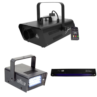 Chauvet DJ Fog Machine + Mini Strobe Light Effect + 24" 20W Black Light