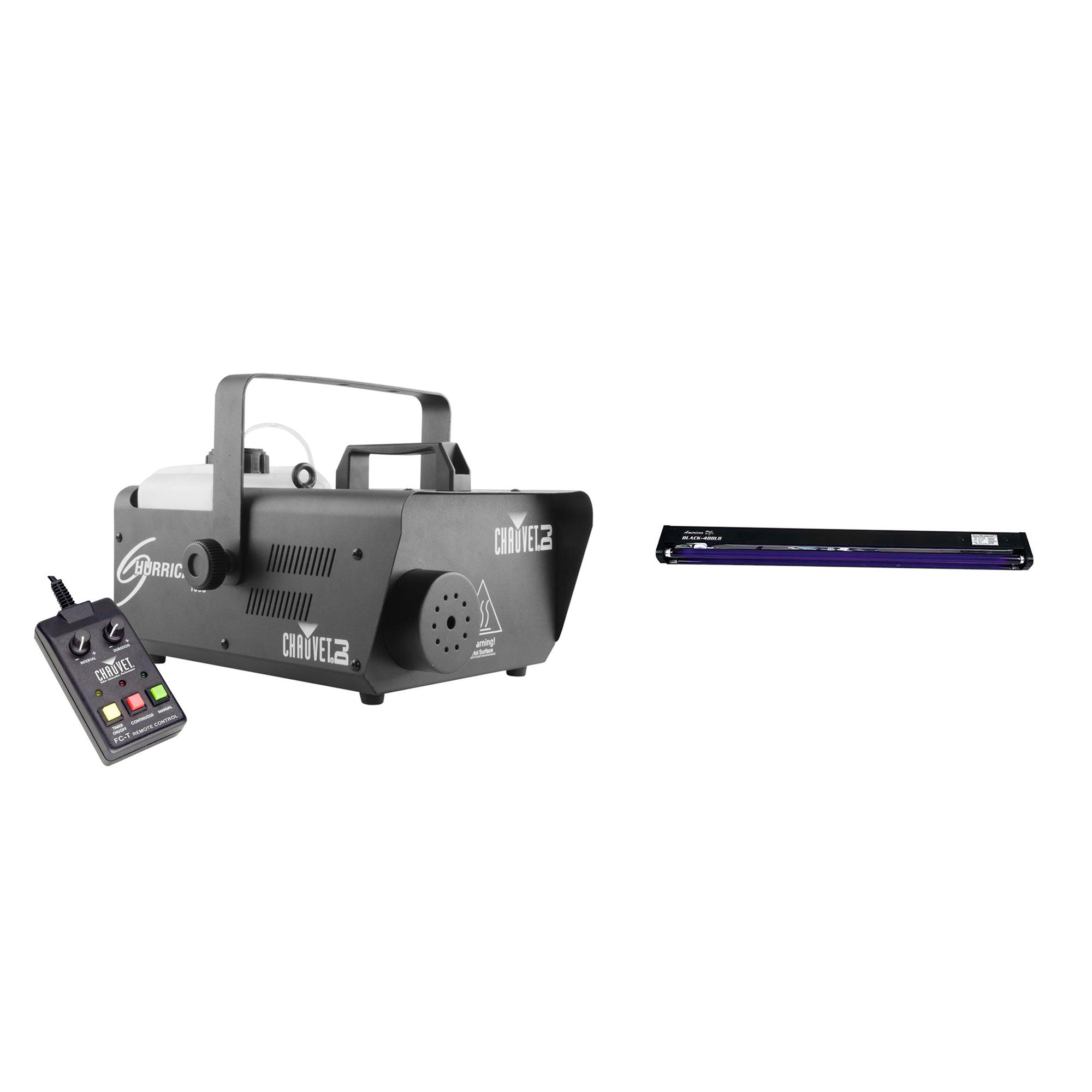 Chauvet DJ Hurricane 1600 Fog Machine & American DJ Black Light Party Fixture