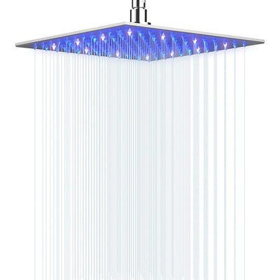 Hongtoo 12" Stainless Steel Hydroelectric LED Rain Waterfall Shower Head (Used)