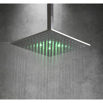 Hongtoo 12" Stainless Steel Hydroelectric LED Rain Waterfall Shower Head (Used)