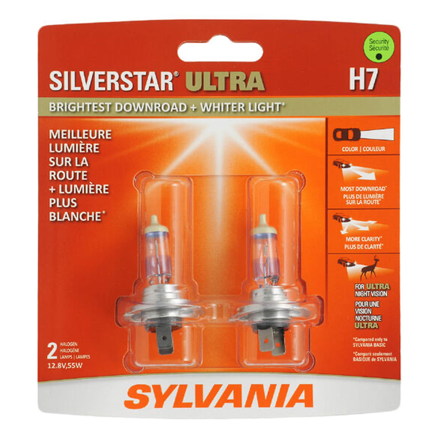 Sylvania H7 SilverStar ULTRA Halogen High Performance Headlight Bulbs (2 Pack)