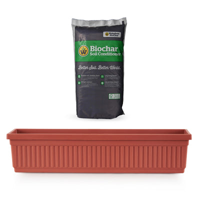 HC Companies 30in Venetian Window Box, Clay & Wakefield 1gal Soil Conditioner - VMInnovations
