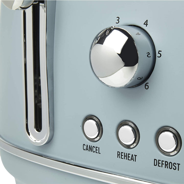 Haden Highclere 4 Slice Retro Vintage Wide Slot Toaster, Pool Blue (Open Box)