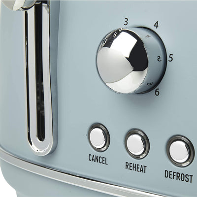 Haden Highclere 4 Slice Retro Vintage Wide Slot Toaster for Kitchen, Blue (Used)