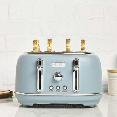 Haden Highclere 4 Slice Retro Wide Slot Toaster for Kitchen, Pool Blue (Used)