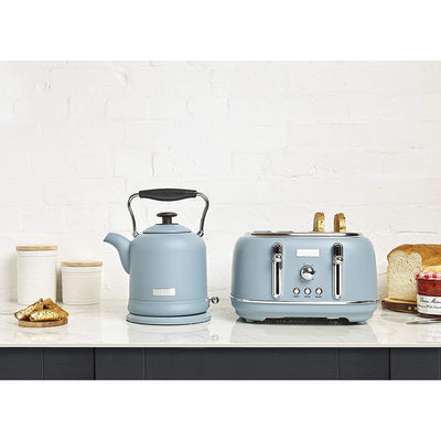 Haden Highclere 4 Slice Retro Wide Slot Toaster for Kitchen, Pool Blue (Used) - VMInnovations