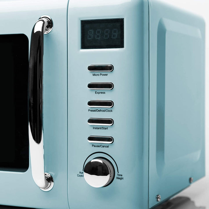 Haden 0.7 Cu Ft Compact Countertop Microwave, 700 Watts, Turquoise & Chrome - VMInnovations