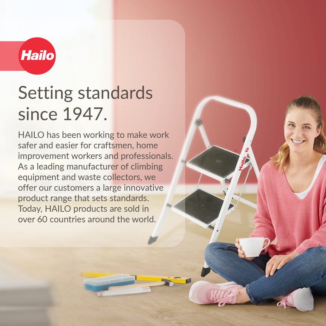 Hailo Folding Step Stool, Non-Slip 2 Step Ladder for Home & Kitchen (Open Box)