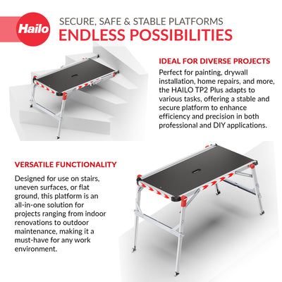 Hailo Aluminum Work Platform TP2 Plus for Ladders & Stairs, Foldable (Open Box) - VMInnovations