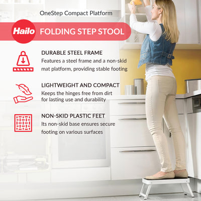 Hailo Folding Step Stool, OneStep Platform, Non-Skid, 330 Lbs Capacity (Used) - VMInnovations