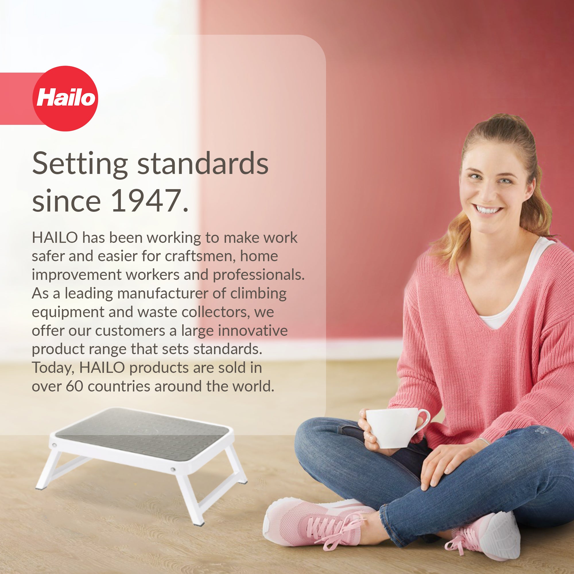 Hailo Folding Step Stool, OneStep Compact Platform, Non-Skid, 330 Lbs Capacity