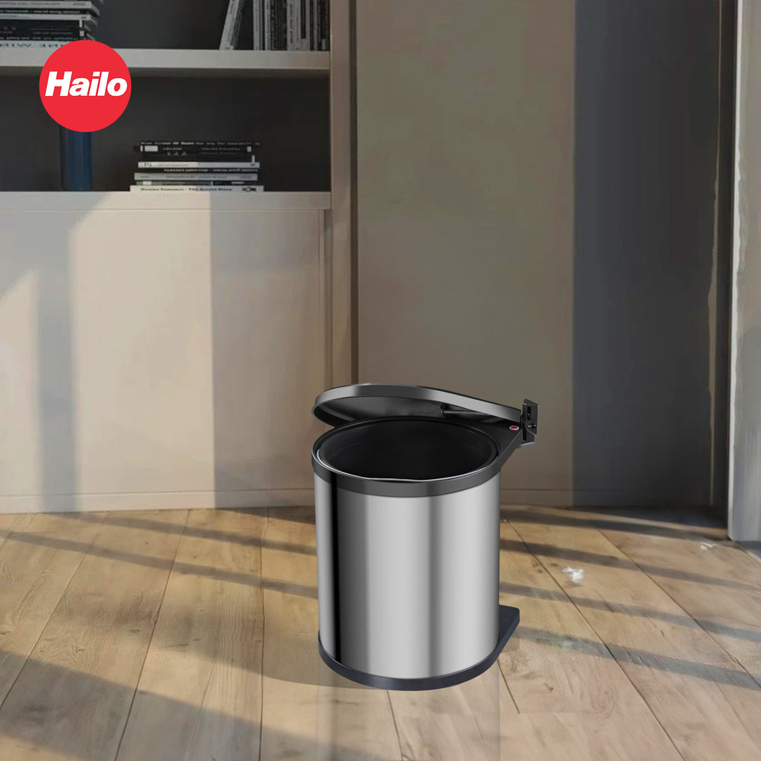 Hailo Compact-Box M Trash Can, 4 Gal, Lid-Lift, Kitchen Bin, Steel (Open Box)