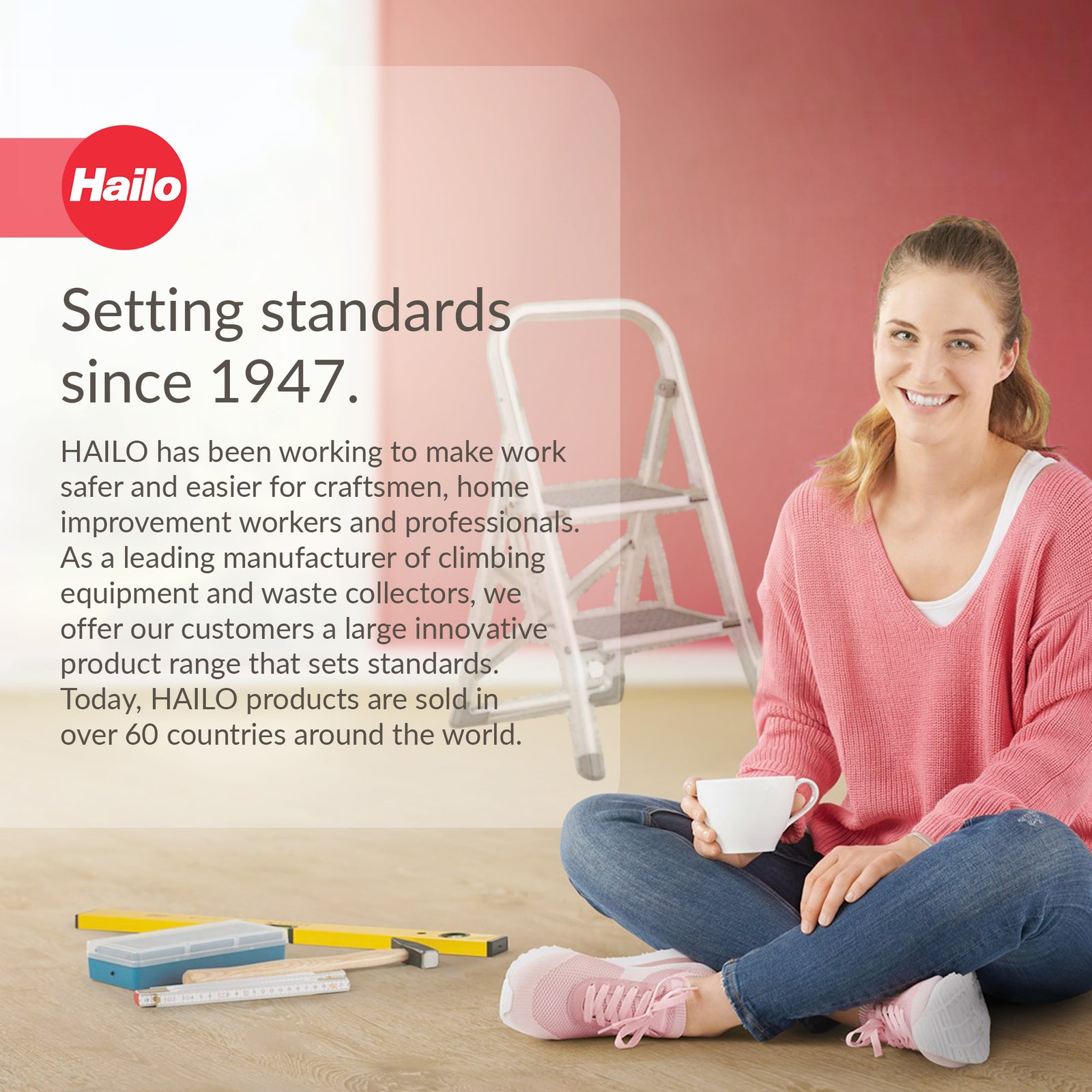 Hailo Folding Step Stool, Non-Slip 3 Step Ladder for Home & Kitchen, K70, Silver - VMInnovations