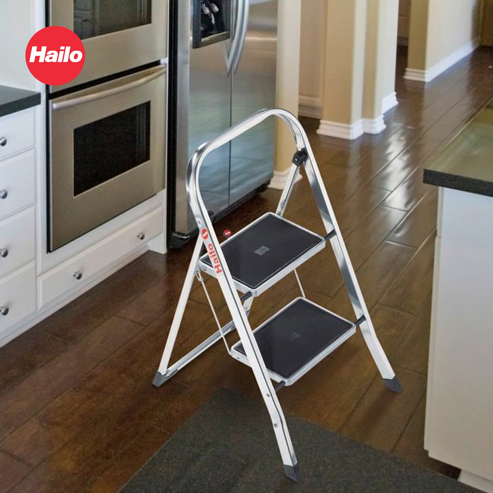 Hailo 2-Tread Household Step Stool, 11.8" Wide Step, 330 lb Capacity (Open Box) - VMInnovations
