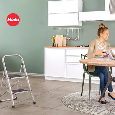 Hailo 2-Tread Household Step Stool, 11.8" Wide Step, 330 lb Capacity (Open Box)