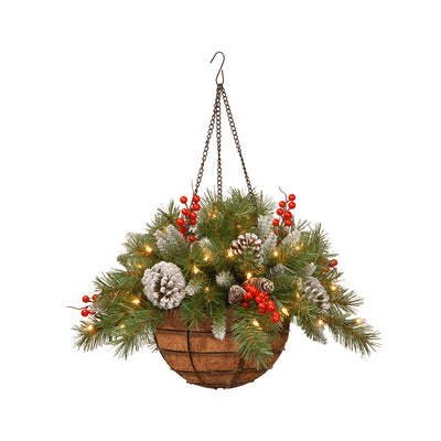 National Tree Company 20" Artificial Frosted Berry Hanger Basket Christmas Decor