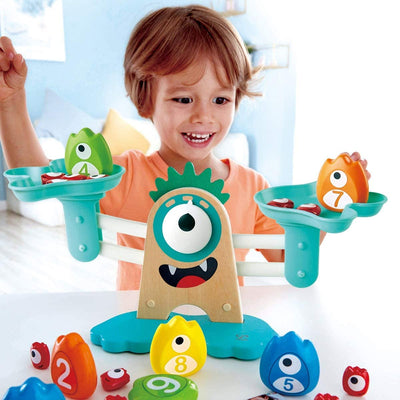 Hape Educational STEAM Toy Monster Math Scale w/ 3 Levels for Kids Age 3 and Up