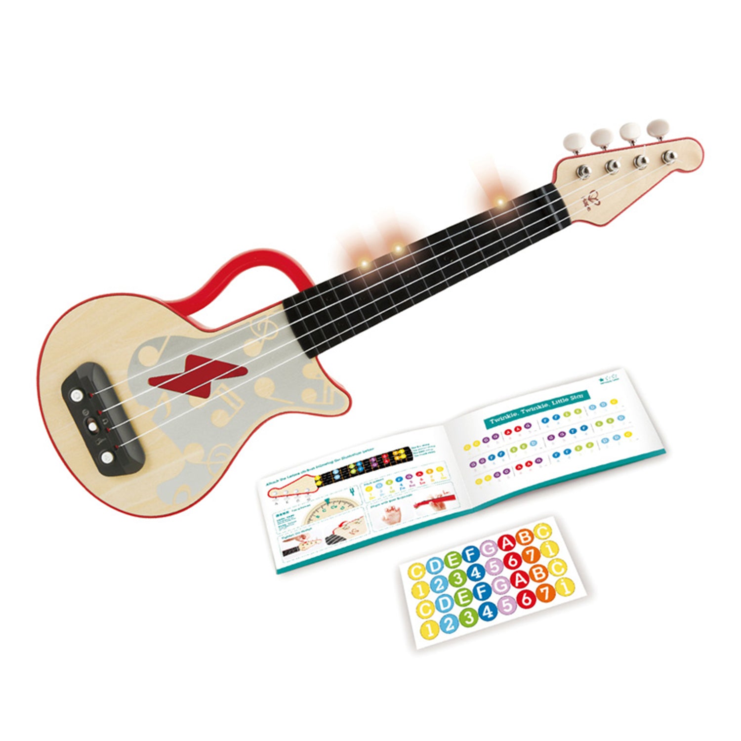 Hape Learn with Lights Toy Ukulele Teaching Musical Instrument (Open Box) - VMInnovations