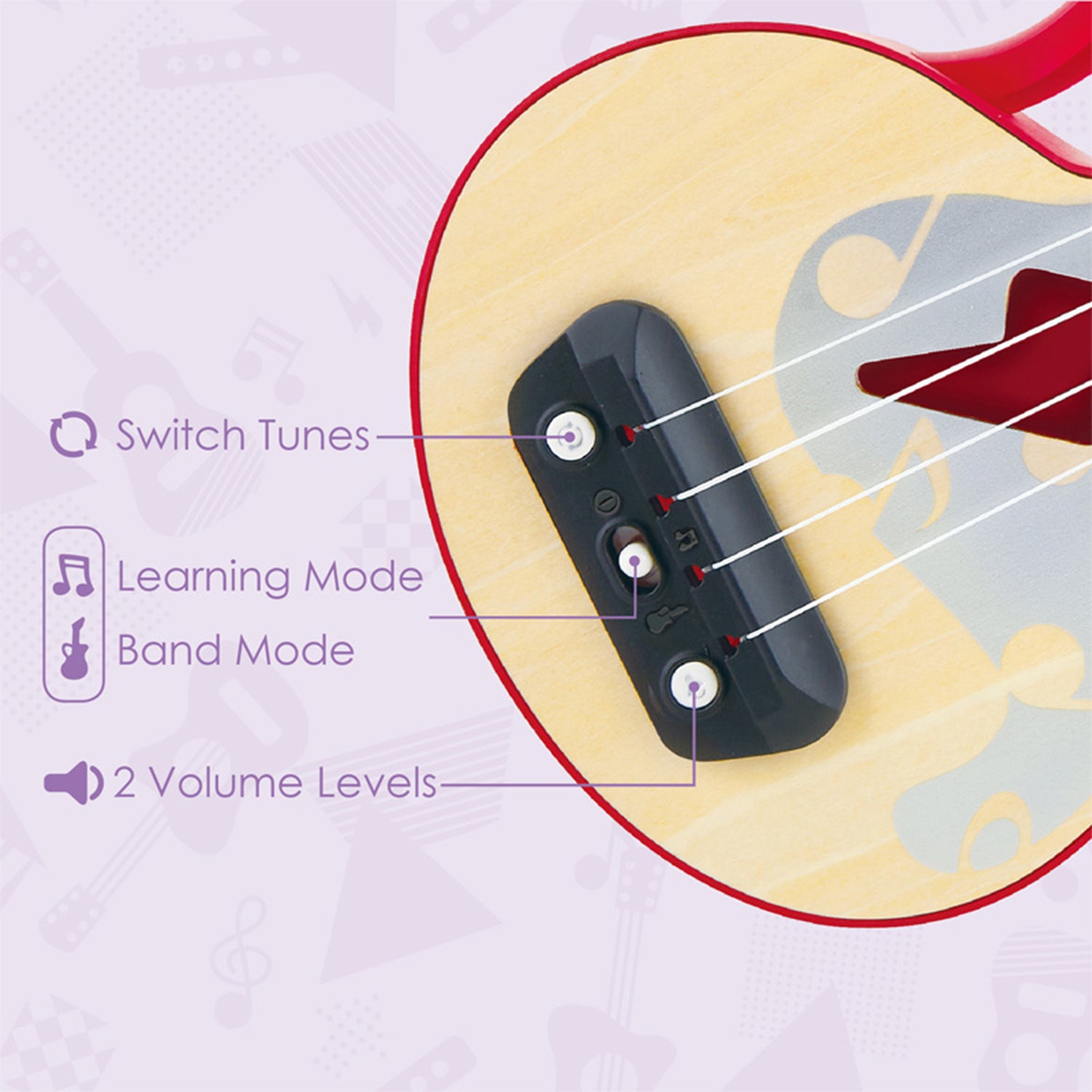 Hape Learn with Lights Toy Ukulele Teaching Musical Instrument (Open Box) - VMInnovations