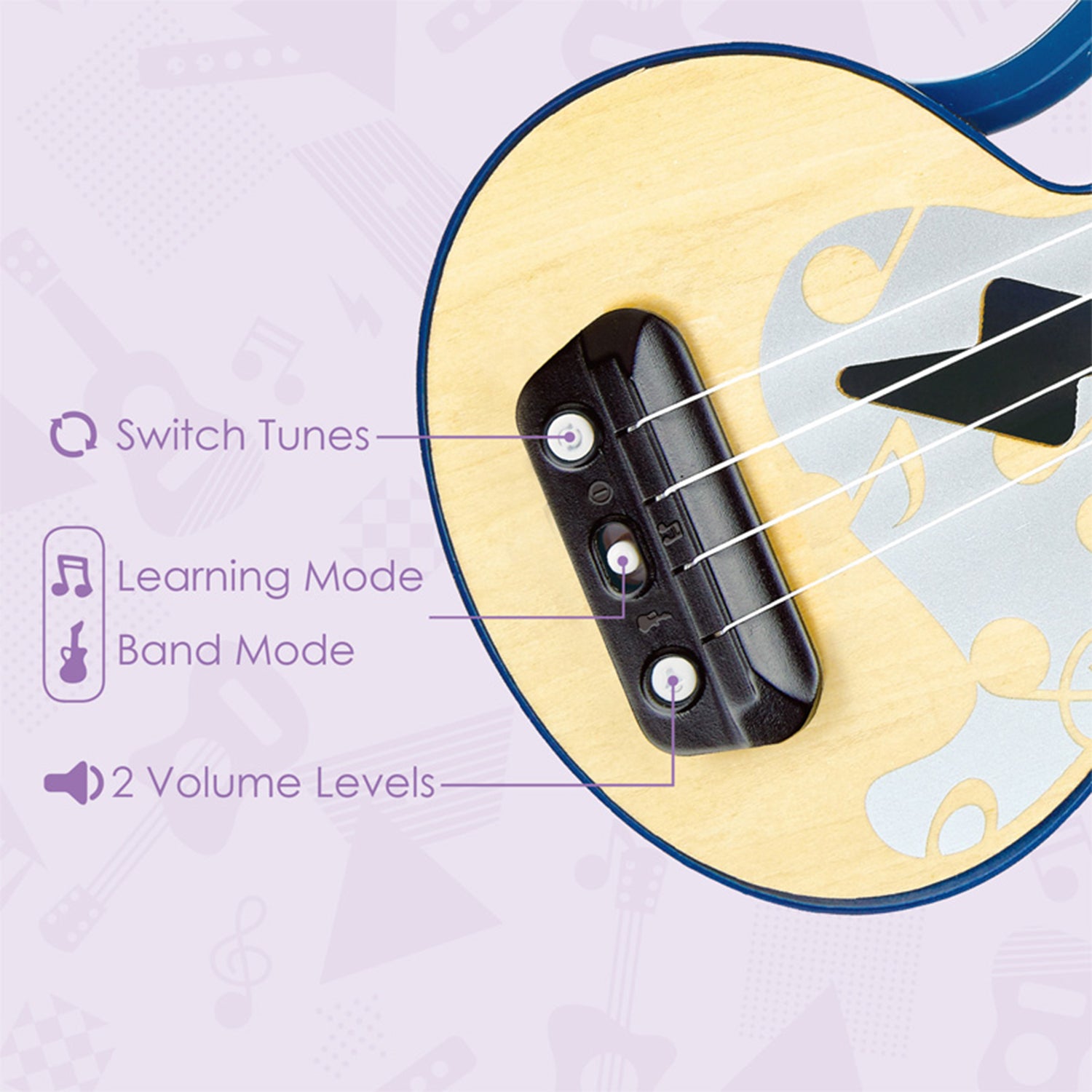 Hape Learn with Lights Electronic Ukulele Teaching Musical Instrument (Open Box) - VMInnovations