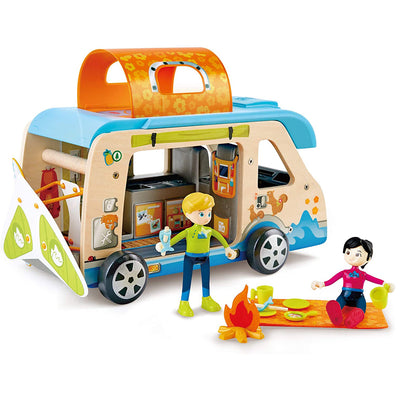 Hape Adventure Van 23 Piece Wooden Camper Toy Set for Kids Ages 3+ (Open Box)