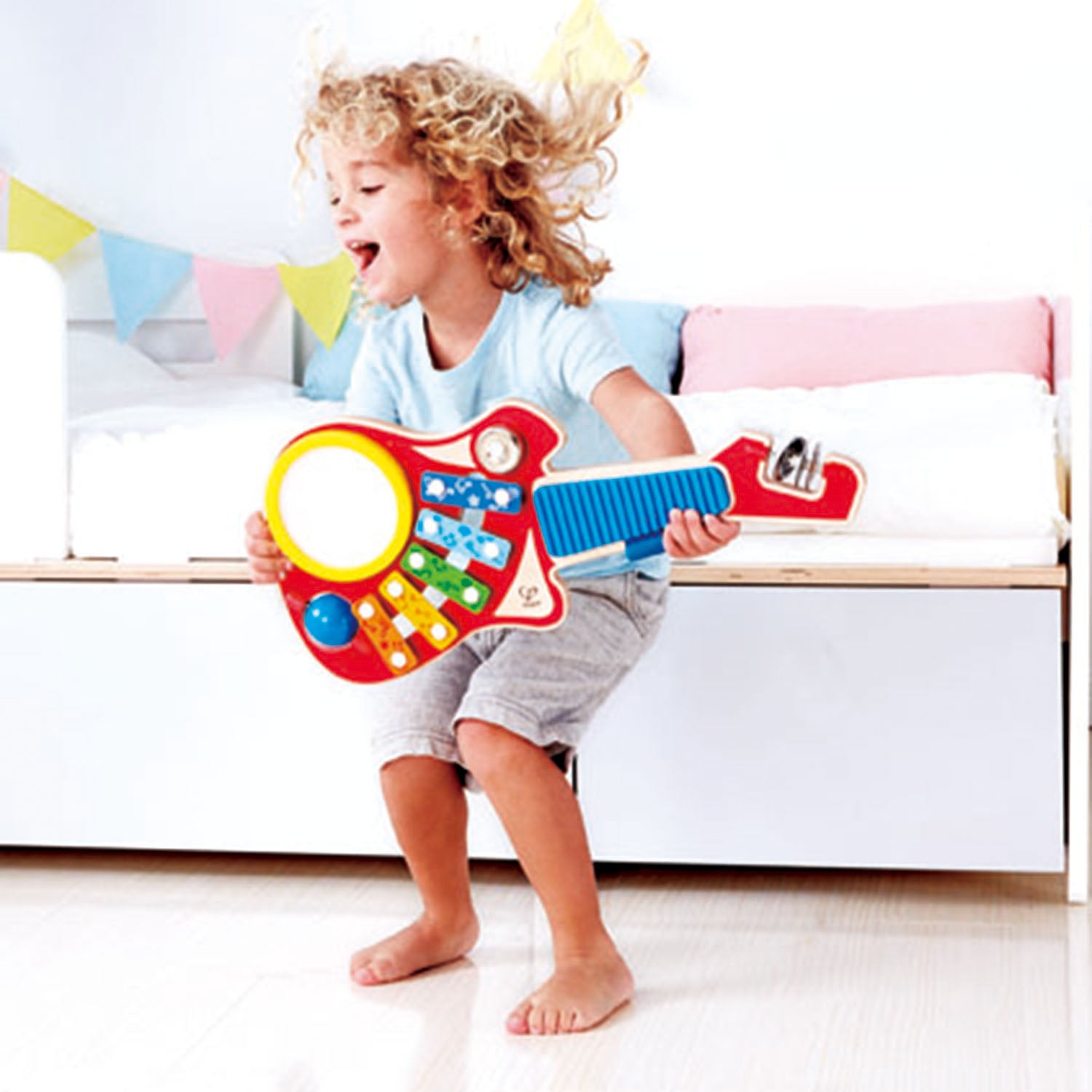 Hape 6-in-1 Music Maker Guitar Shaped Musical Toy Instrument for Kids (Open Box) - VMInnovations