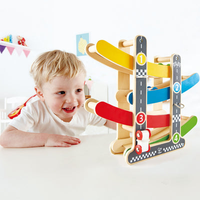 Hape Fast Flip Racetrack Kid's Multi Layered Wooden Race Car Toy Ages 2+ (Used)