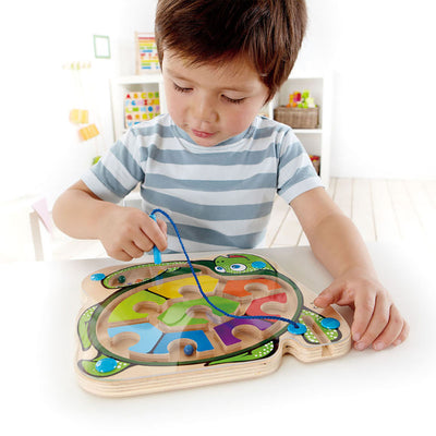 Hape Colorback Sea Turtle Shell Magnetic Wooden Bead Puzzle Maze for Kids 2 & Up