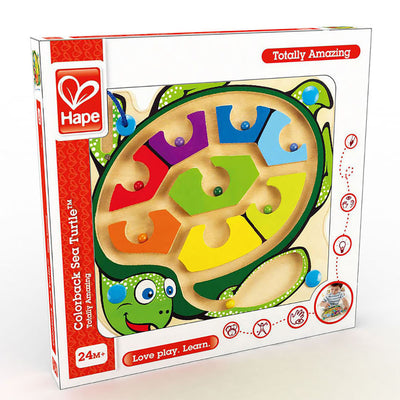 Hape Colorback Sea Turtle Shell Magnetic Wooden Bead Puzzle Maze for Kids 2 & Up