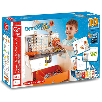 Hape Scientific Workbench Kid's Discovery Construction Workshop Toy, Ages 4 & Up