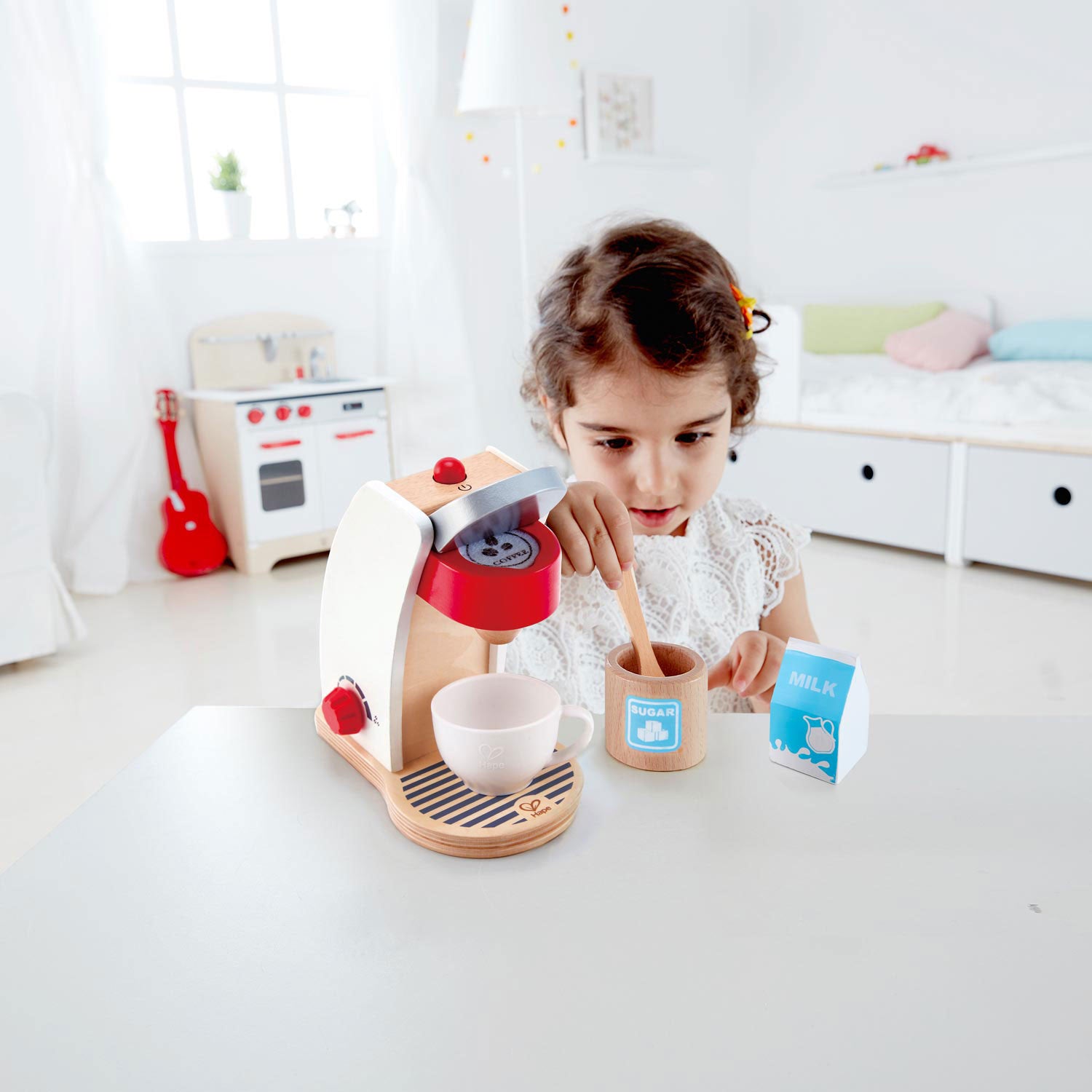Hape My Coffee Machine Kids Pretend Kitchen Coffee Maker Play Set Toy (Open Box)