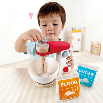 Hape Mix & Bake Blender Kids Wooden Pretend Kitchen Stand Mixer Play Set Toy