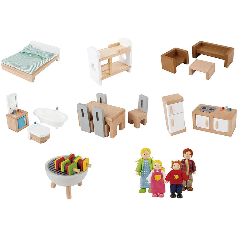 Hape Wooden 10 Room Family Play Mansion Dollhouse with Accessories, Ages 3 & Up