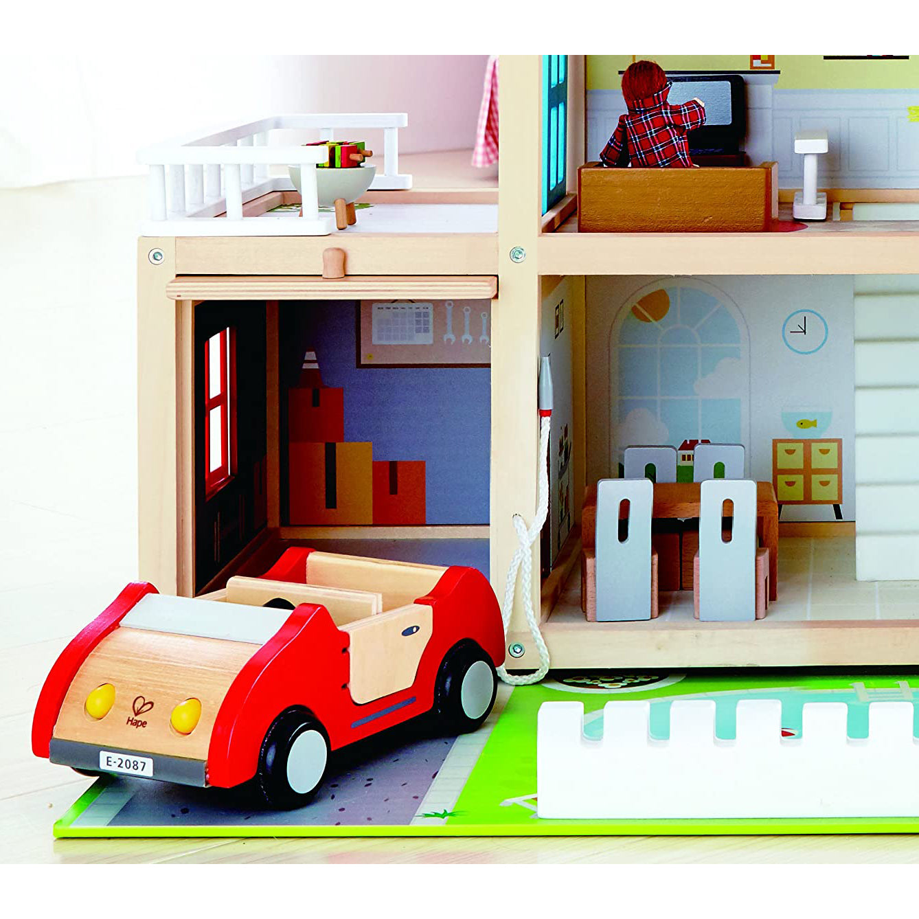 Hape Wooden 10 Room Family Play Mansion Dollhouse with Accessories, Ages 3 & Up