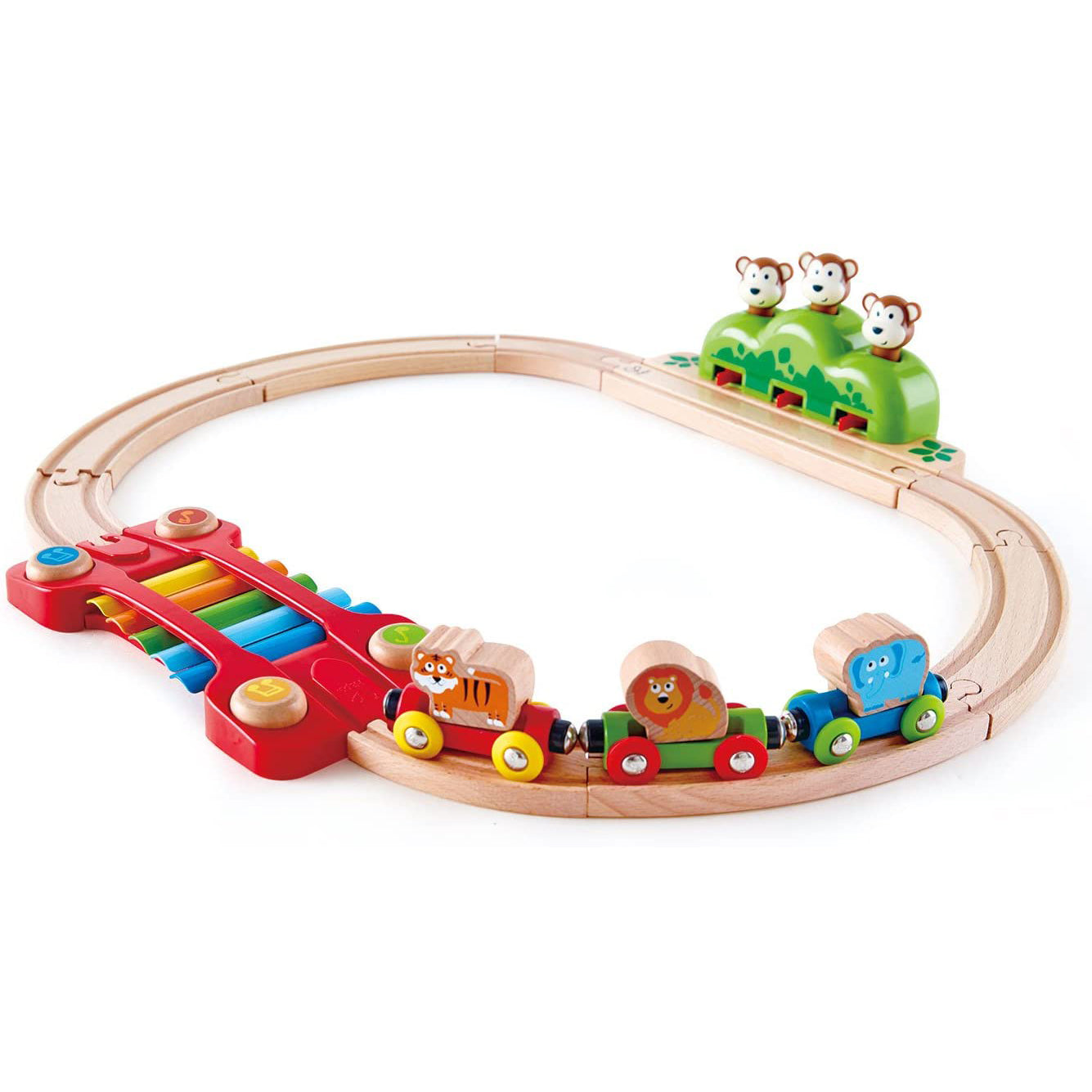 Hape Music and Monkey Fun Train Toy w/Xylophyone Track Toddlers/Kids (Open Box) - VMInnovations