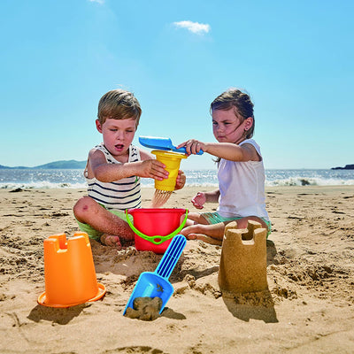 Hape Versatile 5-in-1 Children's Beach Set Sand Toys for Toddlers, Multicolor