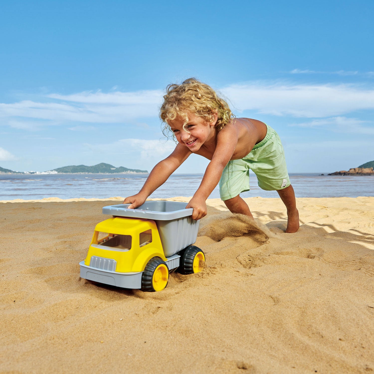 Hape Load Tote Kids Plastic Construction Dump Truck Sand Toy, Yellow (Open Box) - VMInnovations
