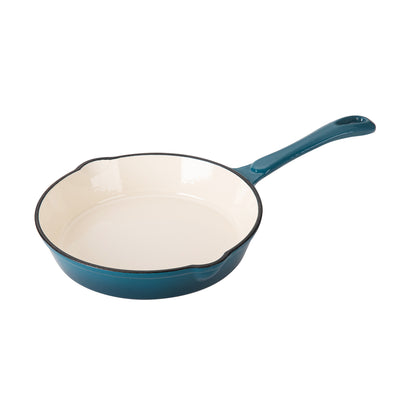 Hamilton Beach 8 Inch Enameled Coated Solid Cast Iron Frying Pan Skillet, Navy