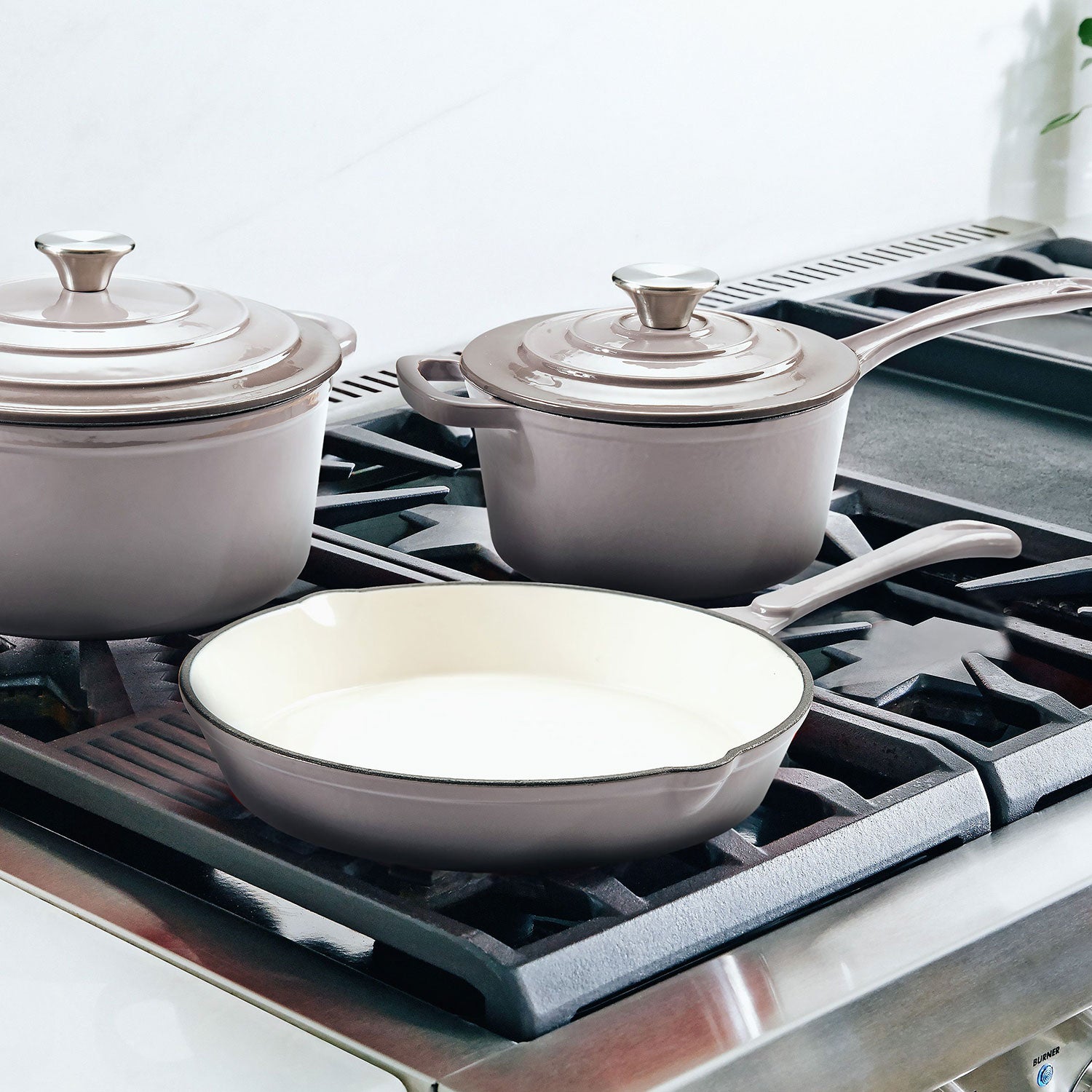 Hamilton Beach 12 Inch Dishwasher Safe Non Stick Enamel Cast Iron Fry Pan, Gray
