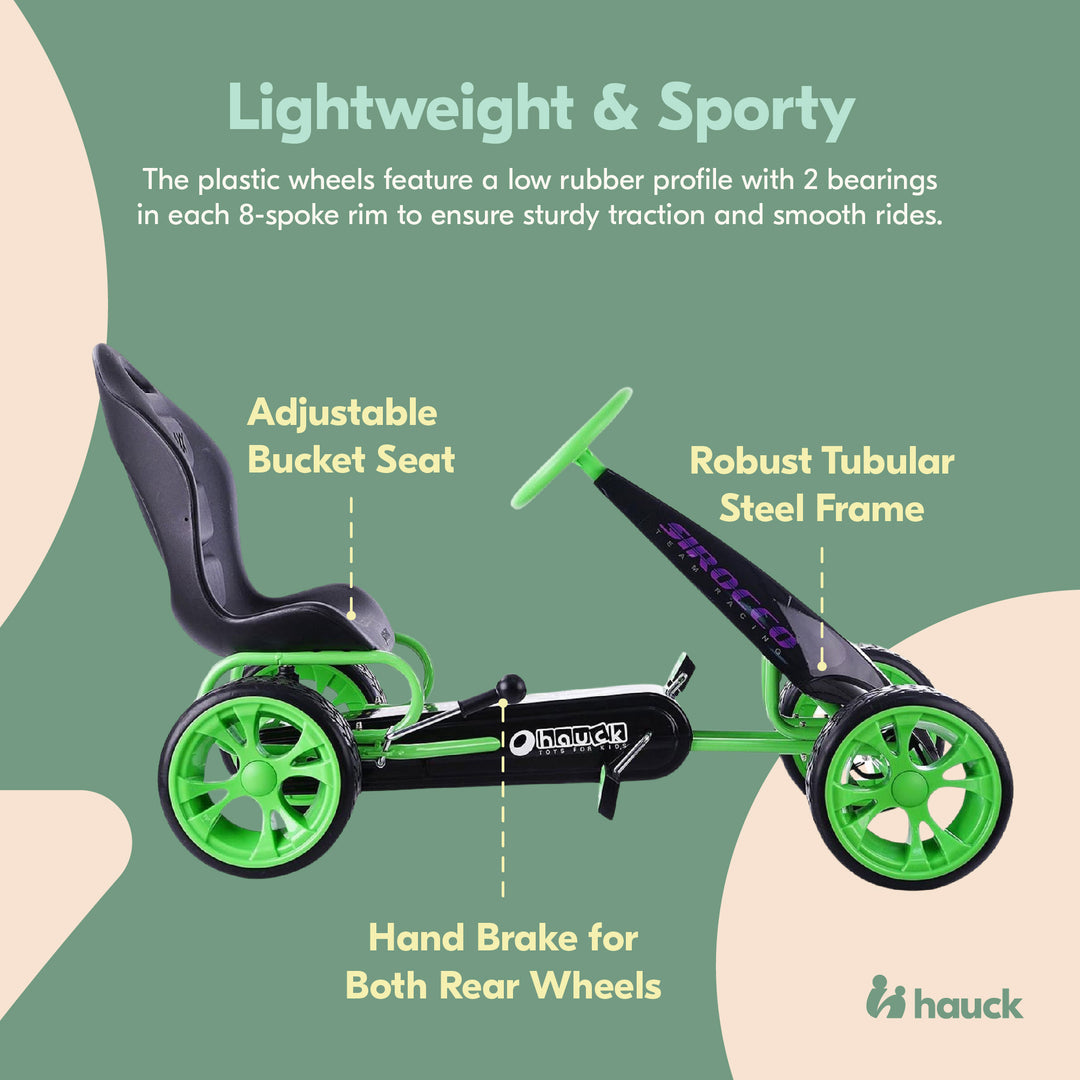 hauck Racing Clutch Free Go Kart with Low Profile Rubber Tires, Green (Open Box)