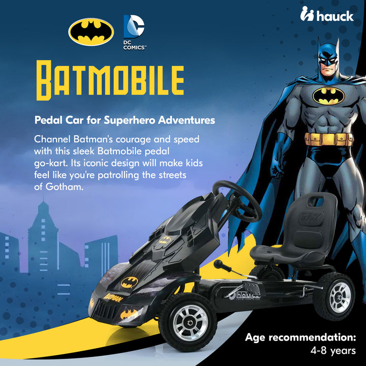 Hauck Batmobile Pedal Go Kart Batman Vehicle for Kids, Black (Open Box)