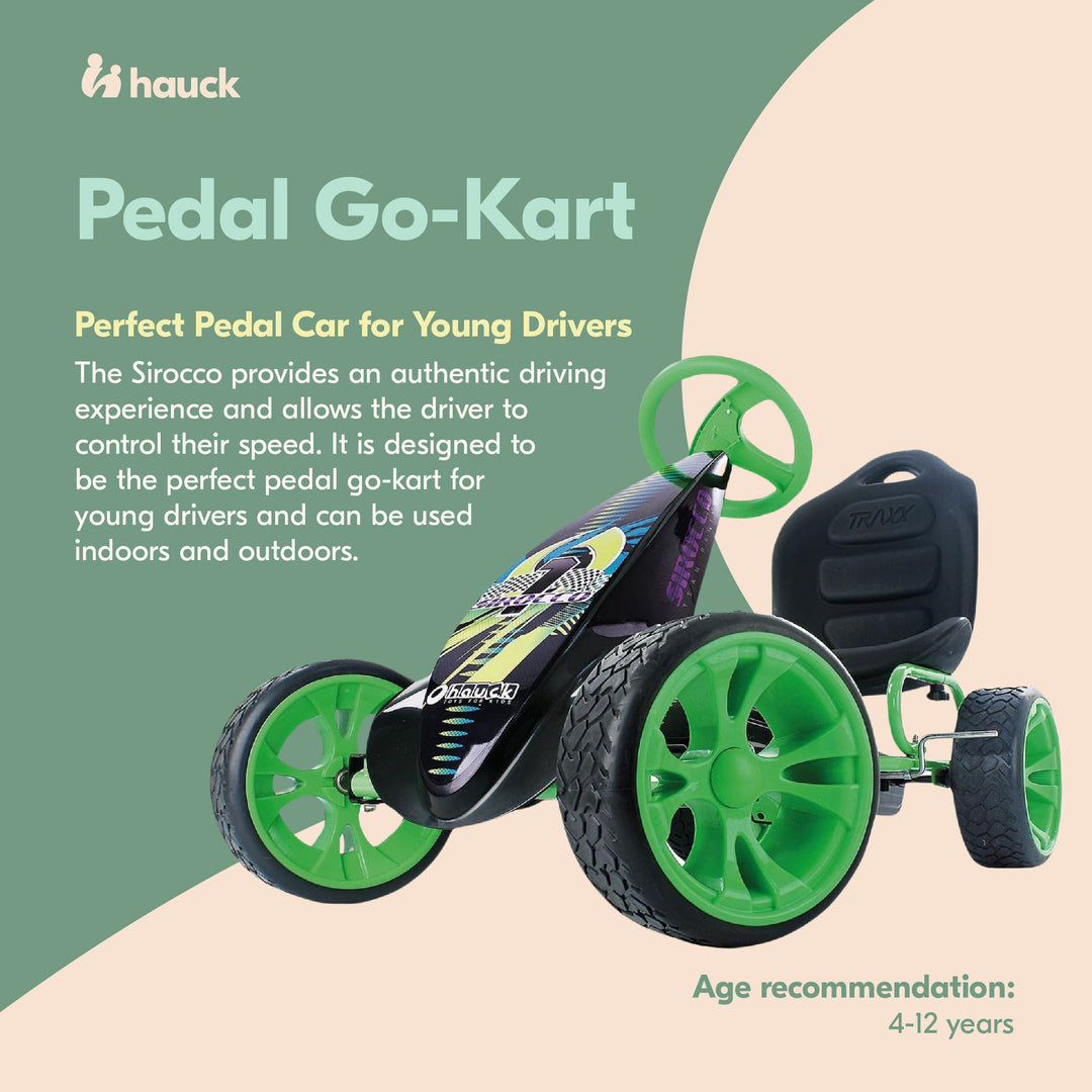 hauck Racing Clutch Free Go Kart with Low Profile Rubber Tires, Green (Open Box)